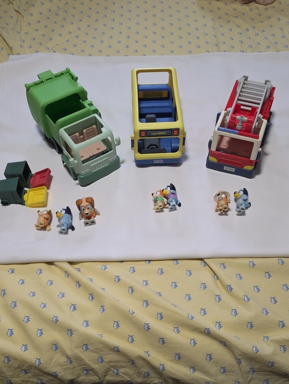 Bluey Garbage Truck, School Bus And Fire Truck